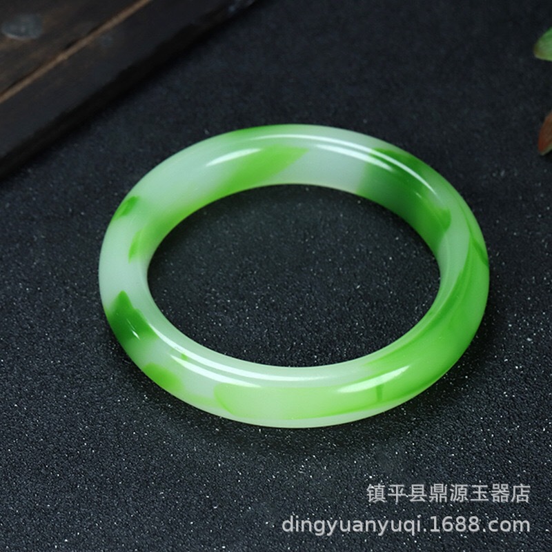 台灣七彩玉石手鐲仿玉多色玻璃手鐲綠飄花玉鐲江湖地攤玉禮品手鐲