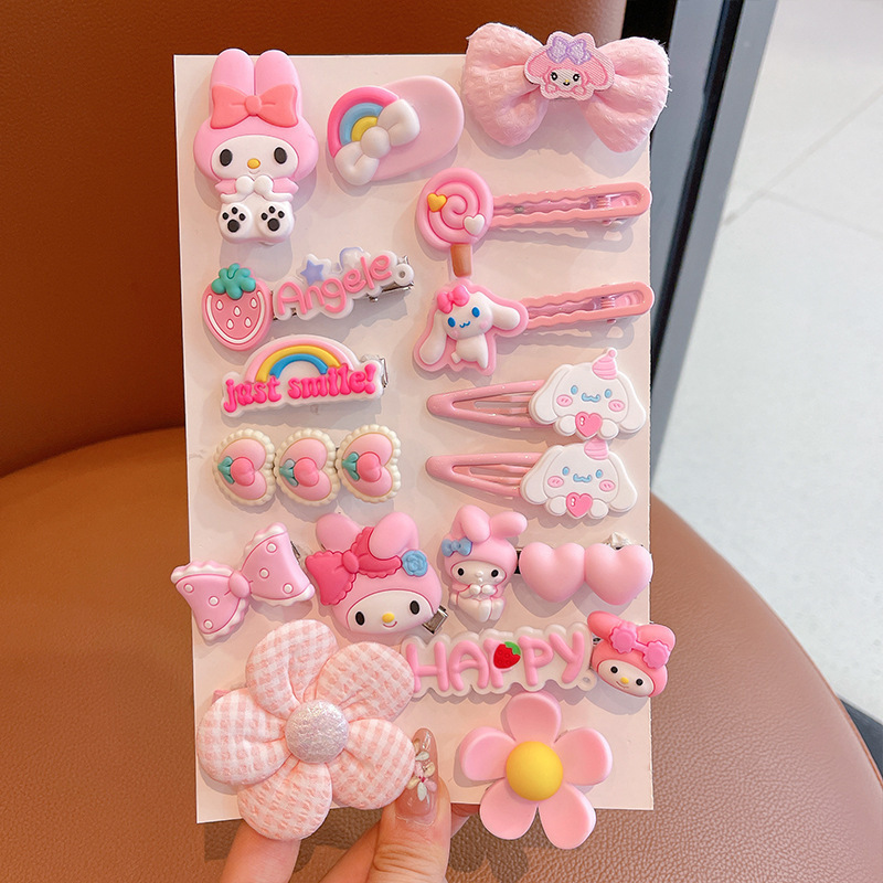 7# pink hair clip set (Opp bag)
