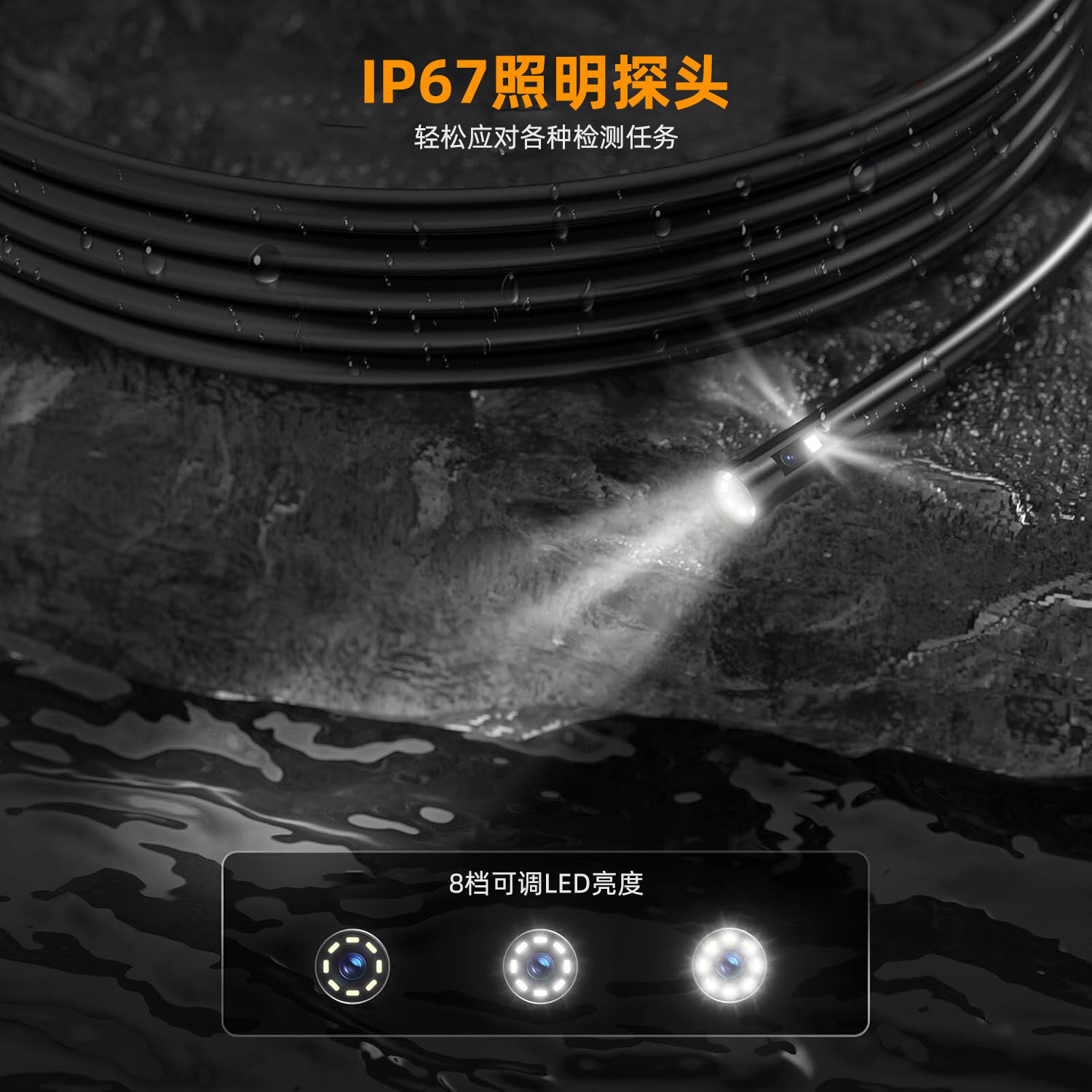 Cross-Border Triple-Lens 5-Inch Large Screen HD Industrial Endoscope Auto Repair Pipe Waterproof Camera 15 Meters Long