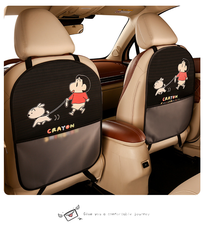 Small new ladies cute cartoon chair back anti-kick cushion car seat chair back anti-fouling cushion belt storage belt