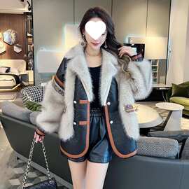 欧货冬季新款洋气皮草外套女网红同款皮毛一体外穿宽松保暖毛