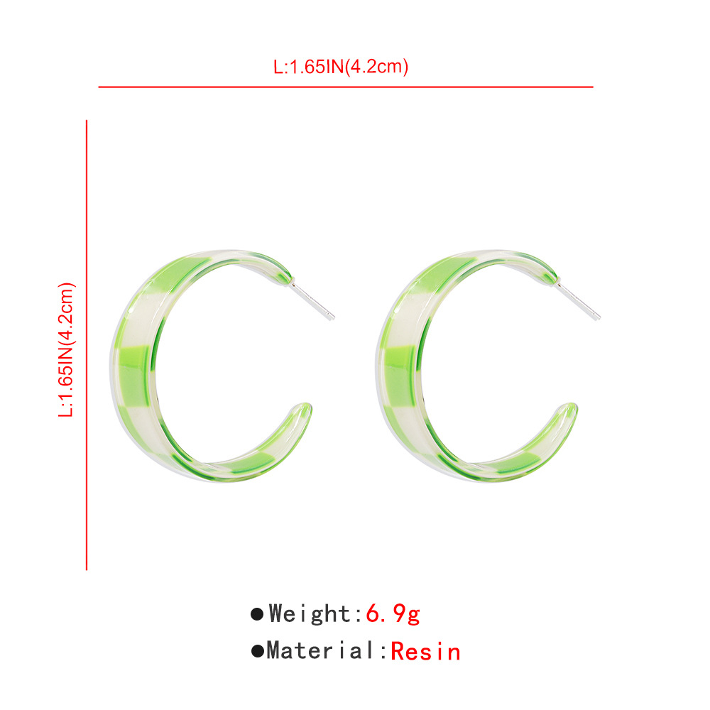 Retro Resin C-type Contrast Color Lattice Earrings Wholesale Nihaojewelry display picture 25