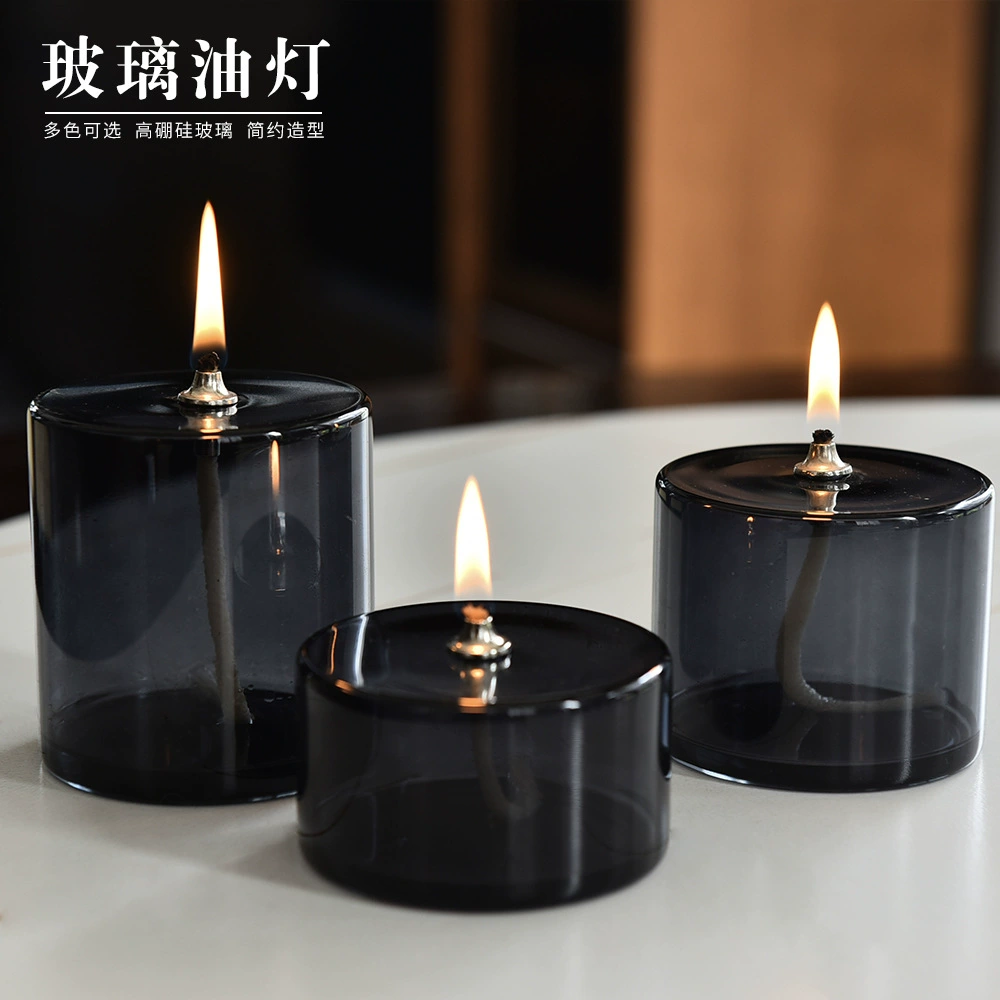 Креативная цветная полоска круглой стеклянной масляной лампы подсвечник простой современный домашний рабочий стол бездымная масляная лампа