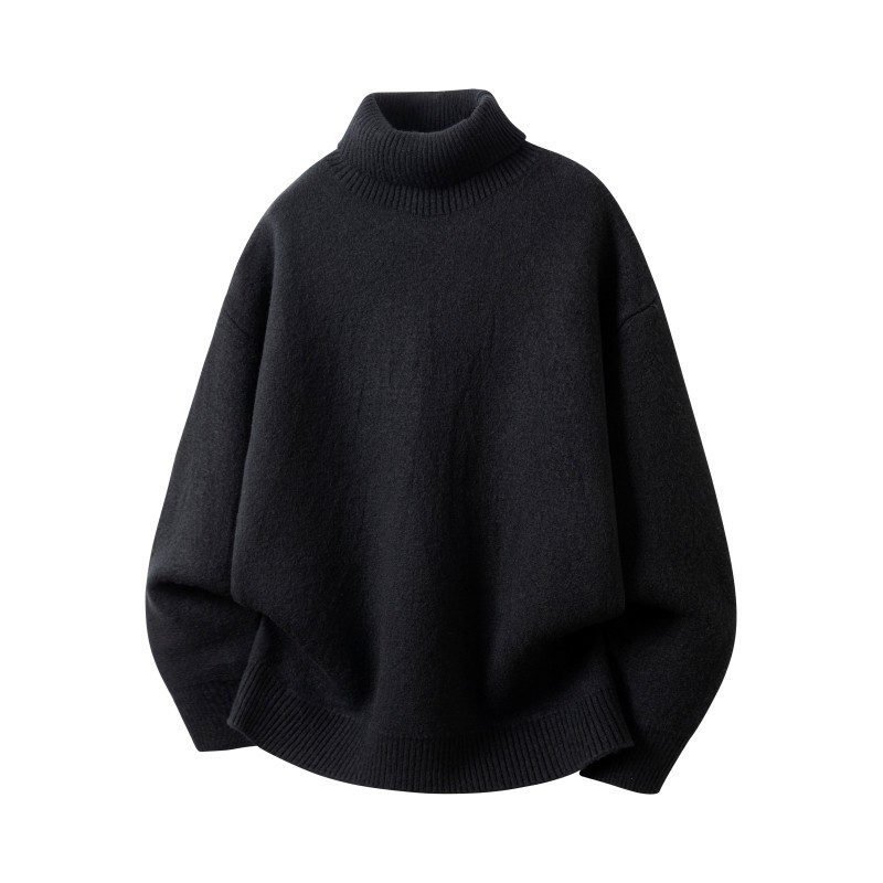 黑色高领毛衣男款秋冬季加绒加厚慵懒高级感痞帅风cleanfit针织衫，男装针织衫/毛衣，星座614