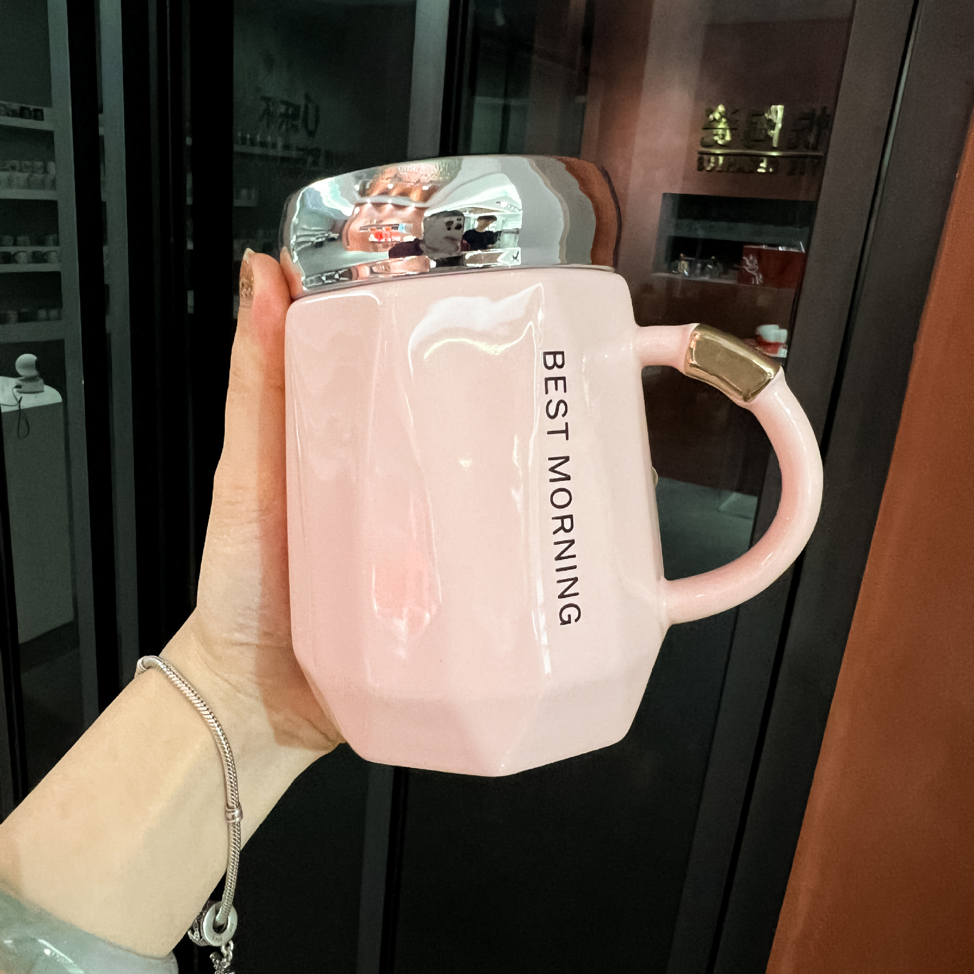 Taza de cerámica para parejas de alta gama - Con tapa - Para hogar y oficina - Gran capacidad y diseño Instagrameable - En caja de regalo