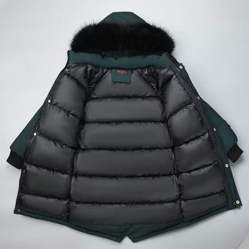 Winter New Boys' Cotton Jacket Korean Style Medium and Large Children's Medium and Long Length Warm Thicken Plush Collar Cotton Coat Outerwear Trendy