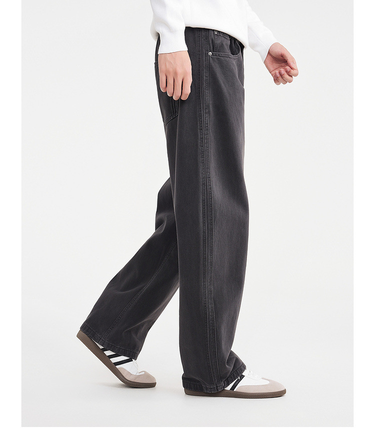 Quần jean nam ống rộng cotton phong cách Hàn Quốc — màu đen chi tiết 15