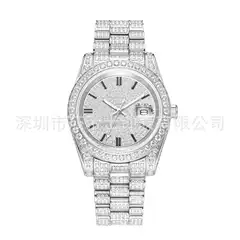 European and American Popular Hip-Hop Inlaid Zircon Luxury Full Diamond Waterproof Stainless Steel Men's Watch Foreign Trade Fashion Watch