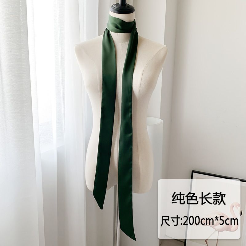 新商品は長さ200センチの純色の細い長さのシルクタオルの女性百掛けの小さいスカーフの装飾のヘアバンドのリボンが縛られています。|undefined