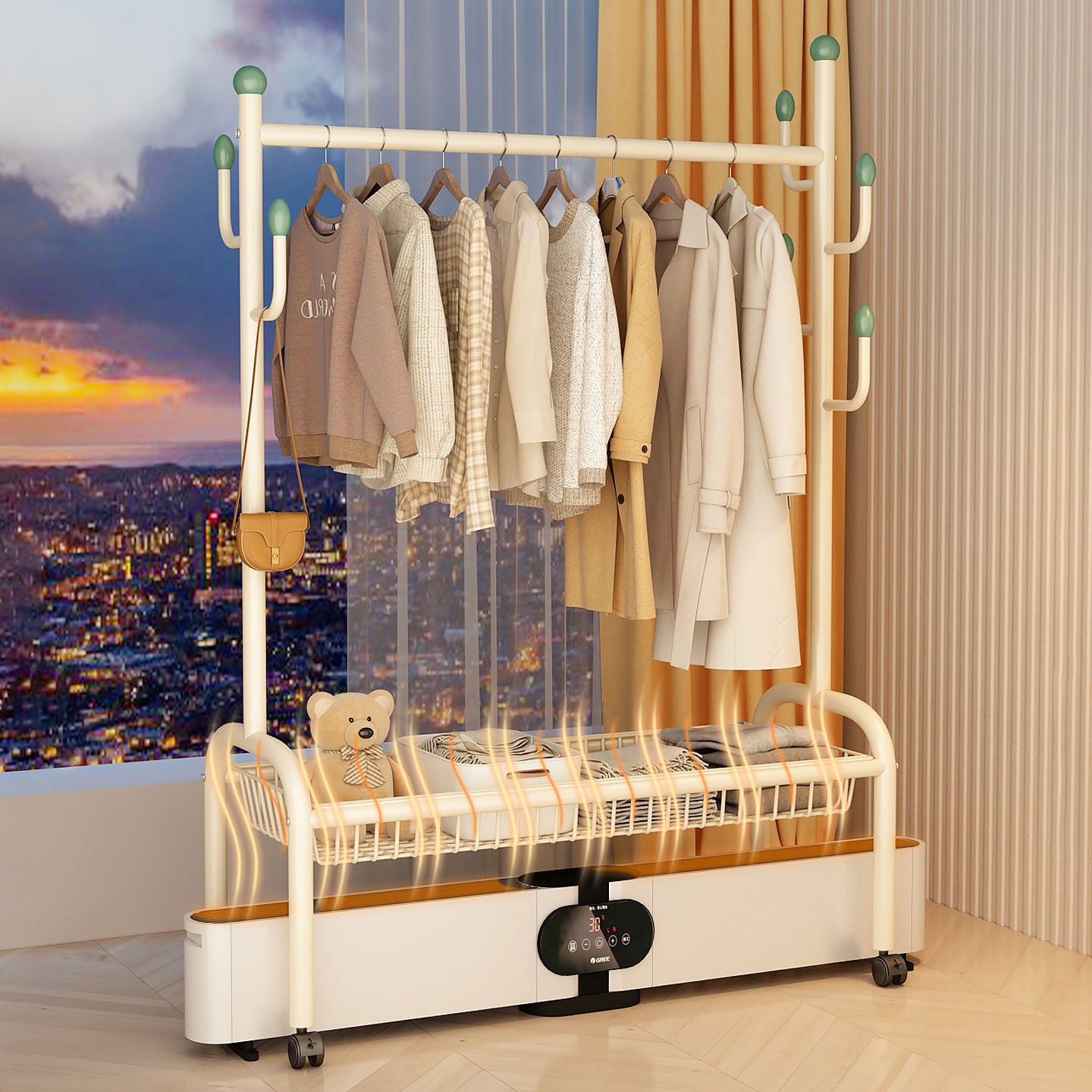 Baseboard Heater Clothes Drying Rack Floor-Standing Bedroom Baseboard Household Drying Integrated Clothes Rack