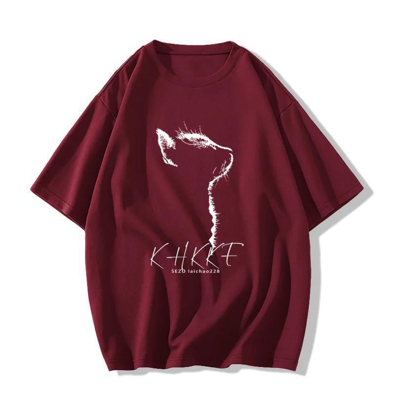 2026年新作黒色純綿半袖Tシャツレディースアメリカンスタイルゆったりルーズインスタ映え体型カバー着痩せ効果のあるミドル丈トップスおしゃれ