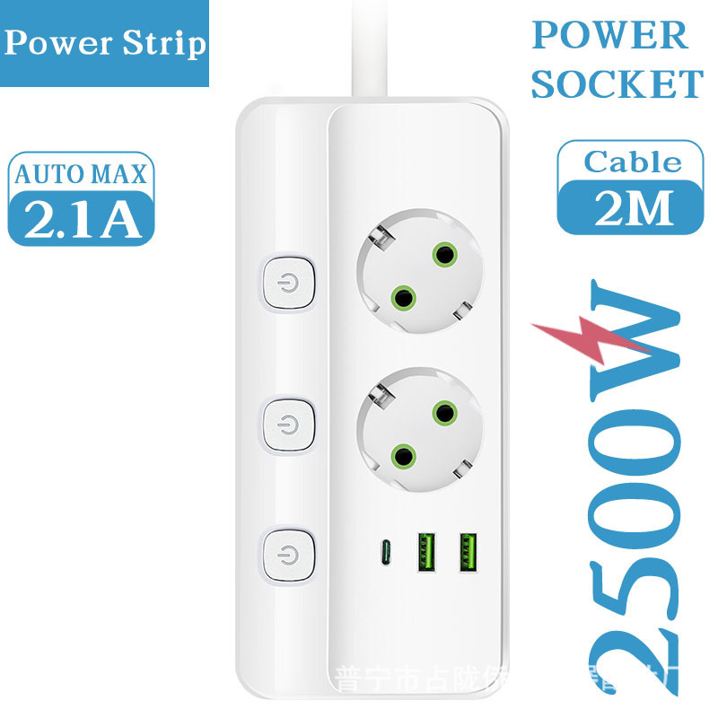 Euro enchufe tablero de conexión doméstico con USB oficina ruso 250V con enchufe de cable