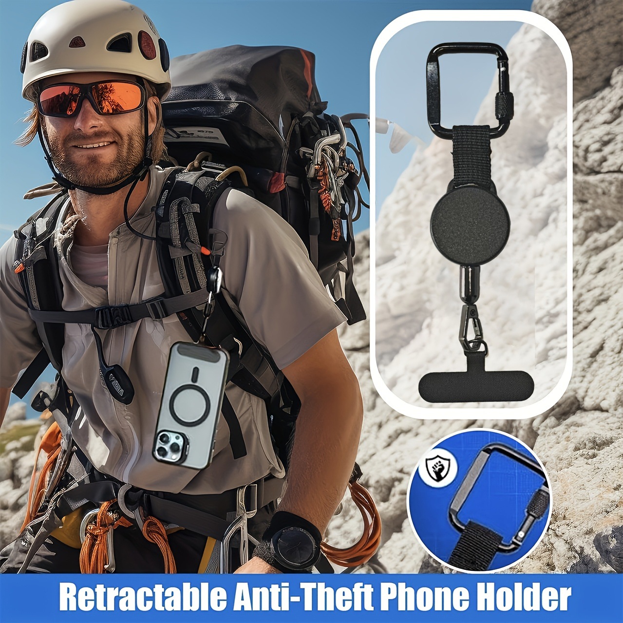 Cross-Border Hot-Selling Product Retractable Anti-Theft Phone Holder with Easy-To-Pull Anti-Theft Buckle