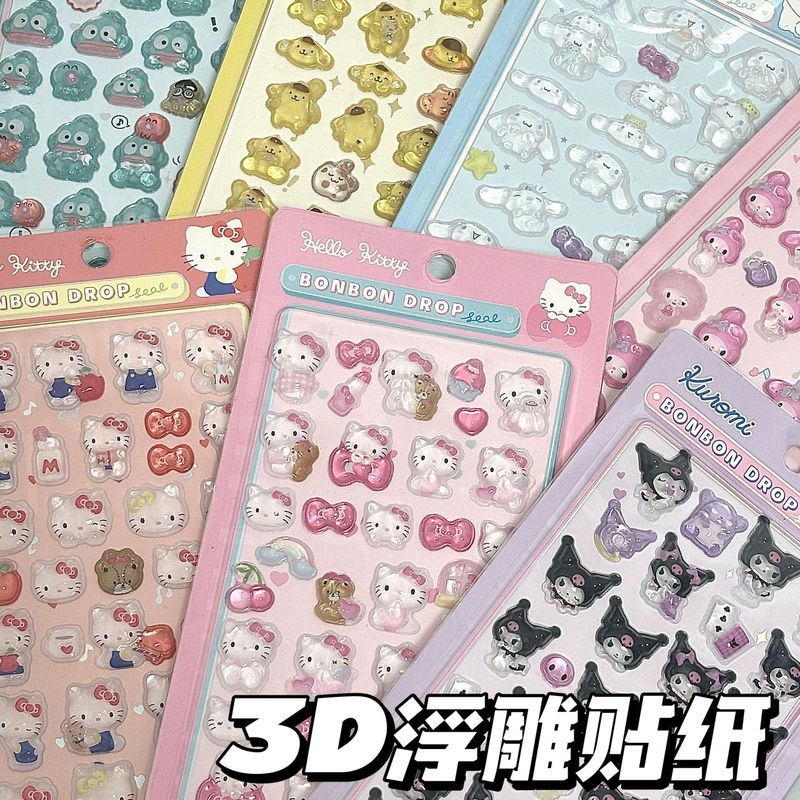 人気の日本製立体レリーフ漫画ステッカーアクリル動物クリスタル子供用宝石装飾ステッカー女の子用|undefined