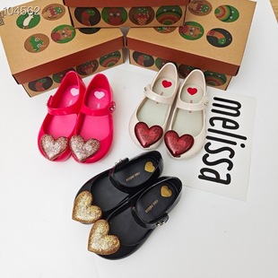 Melissa Kidsren's Shoes Fragrant Shoes Melissa Sparkling Heart Fish Mouth Kidsren's Shoes Beach Sandals Girls Anti-Slip Women