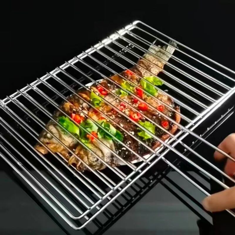 不锈钢烤鱼夹网夹专用烤韭菜羊肉串篦子蔬菜网烧烤工具烧烤烤菜夹|undefined