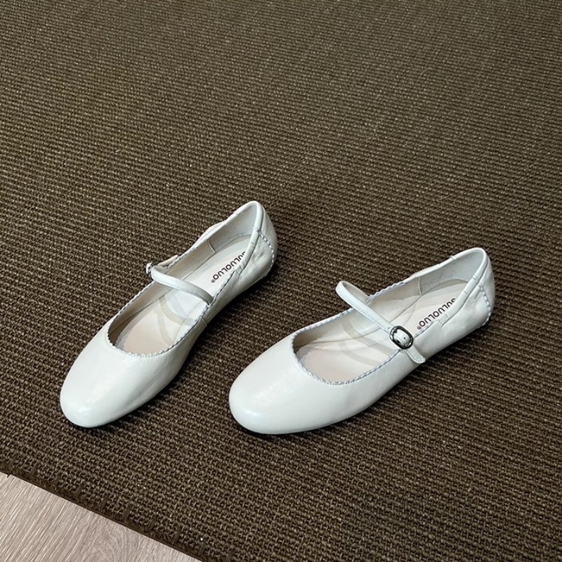 In Stock!! Ballet Mary Jane Women's Shoes, Sheepskin, Artistic One-Line Buckle, Shallow Mouth, Versatile Elegant, Flats Small Flats for Women