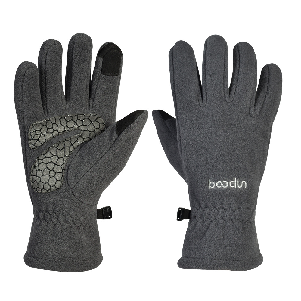 Gants de cyclisme d'extérieur Boodun 1218 à écran tactile, longs doigts, épais, en silicone, brodés, chauds, pour la conduite_voghion.com