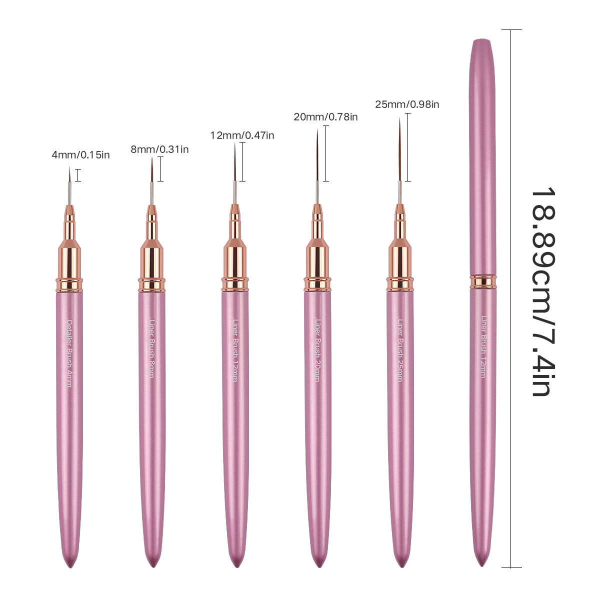 Bolígrafo de uñas transfronterizo, varilla de metal, traje rosa, hilo de dibujo extremadamente fino, tallado y pintura, fábrica de herramientas de uñas profesionales al por mayor