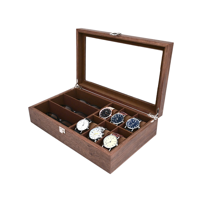 現物天然レトロ木製眼鏡ケース眼鏡収納ケース太陽胡桃木眼鏡包装ケース卸売り