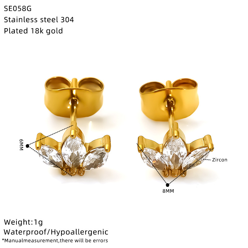 Titanium Steel Material 1 Pair Elegant Solid Color Inlay Titanium Steel Zircon Ear Studs