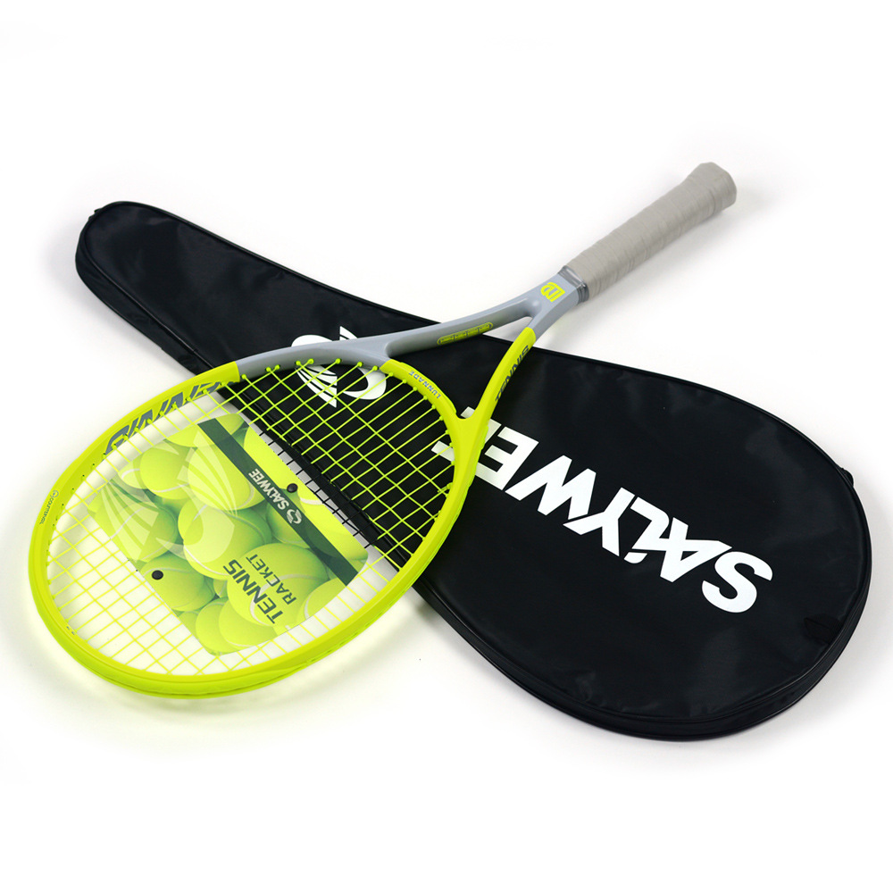 SALYWEE raqueta de tenis profesional integrada de fibra de carbono de aluminio genuino para principiantes, absorción de impactos ligera, gran raqueta, hombres y mujeres simples y dobles
