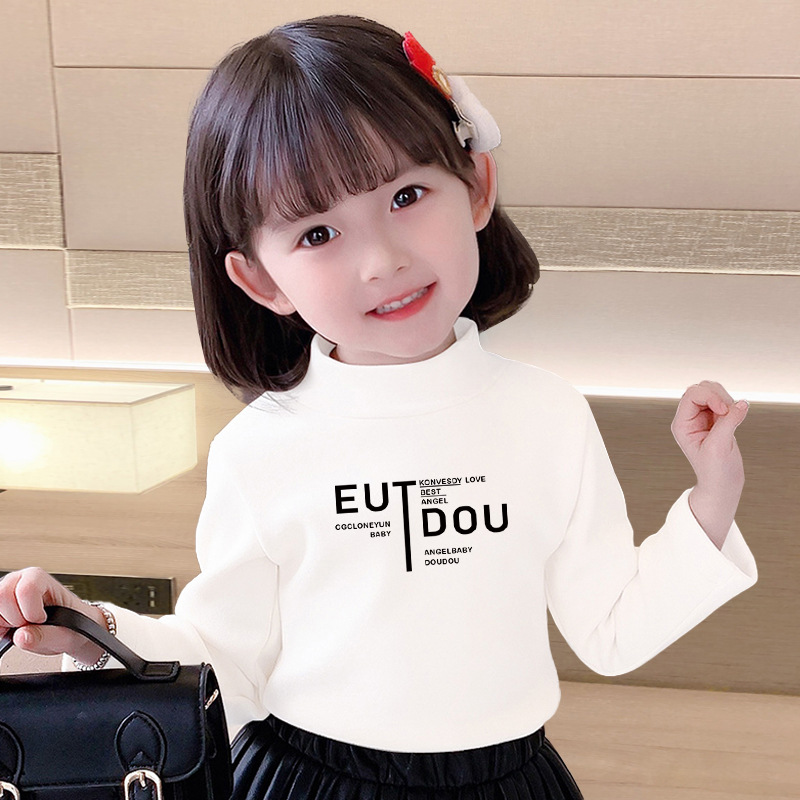 2023 nuevo Otoño e Invierno 3-8 años media camisa de fondo de cuello alto para niños ropa interior cálida para bebés de terciopelo camiseta