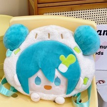 超萌日系二次元初音未来可爱丸子头女孩吧唧痛包毛绒双肩包jk背包