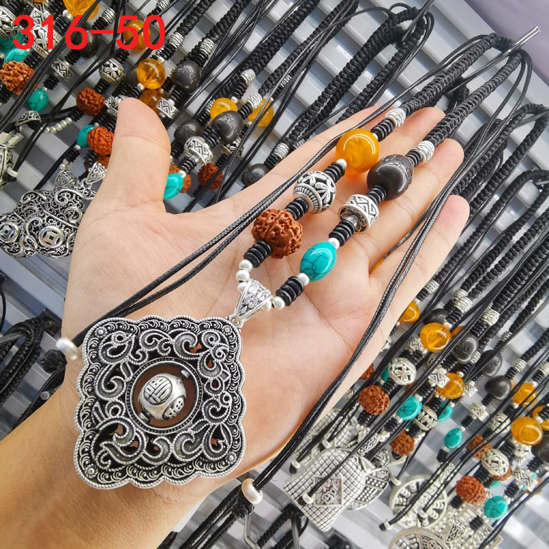 316仿古银项链毛衣链女饰品民族风复古抖音直播暴手工编绳艺长款|undefined