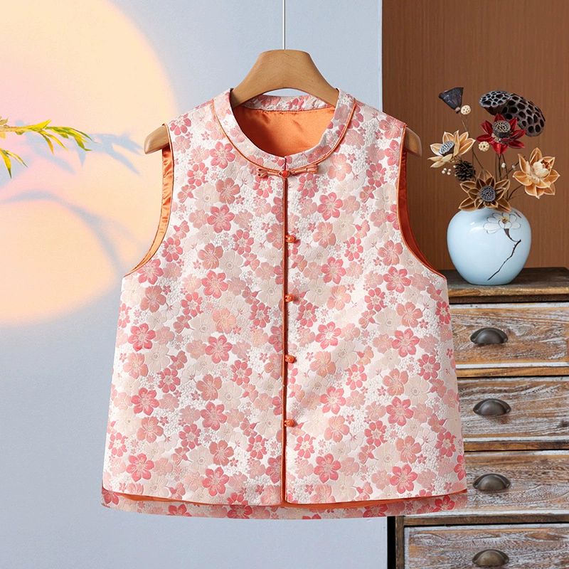 Парча жаккарда новый китайский стиль жакет женский ретро пряжка легкий национальный жилет весной 2025 года новый национальный прилив