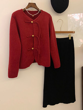 秋冬搭配一整套2024春季女装新年战袍红色新中式国风套装连衣裙子