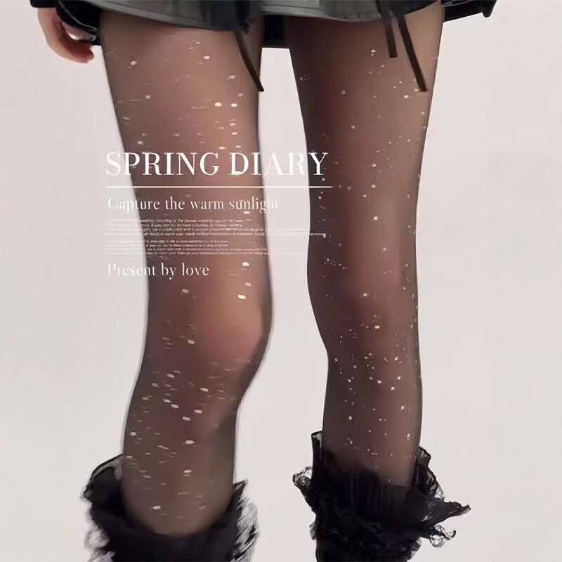 Sparkling Galaxy Pure Desire Sequin Stockings Women Pantyhose White Silk Autumn Winter Ultra-thin Sexy Ballet Style_voghion.com