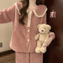 甜美可爱睡衣女2025新款秋冬季保暖珊瑚绒家居服女学生公主风套装
