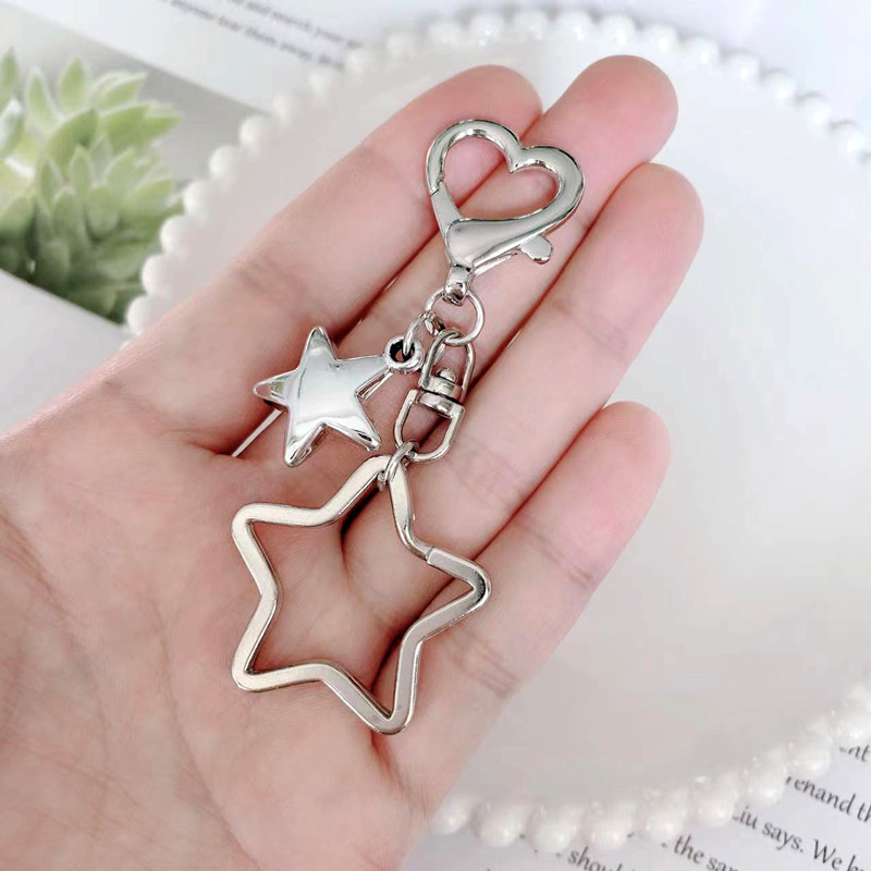 Trendy Metal Star Keychain Y2K Millennium Spice Five-pointed Star Pendant Sweet Cool Love Keychain Bag Hanging