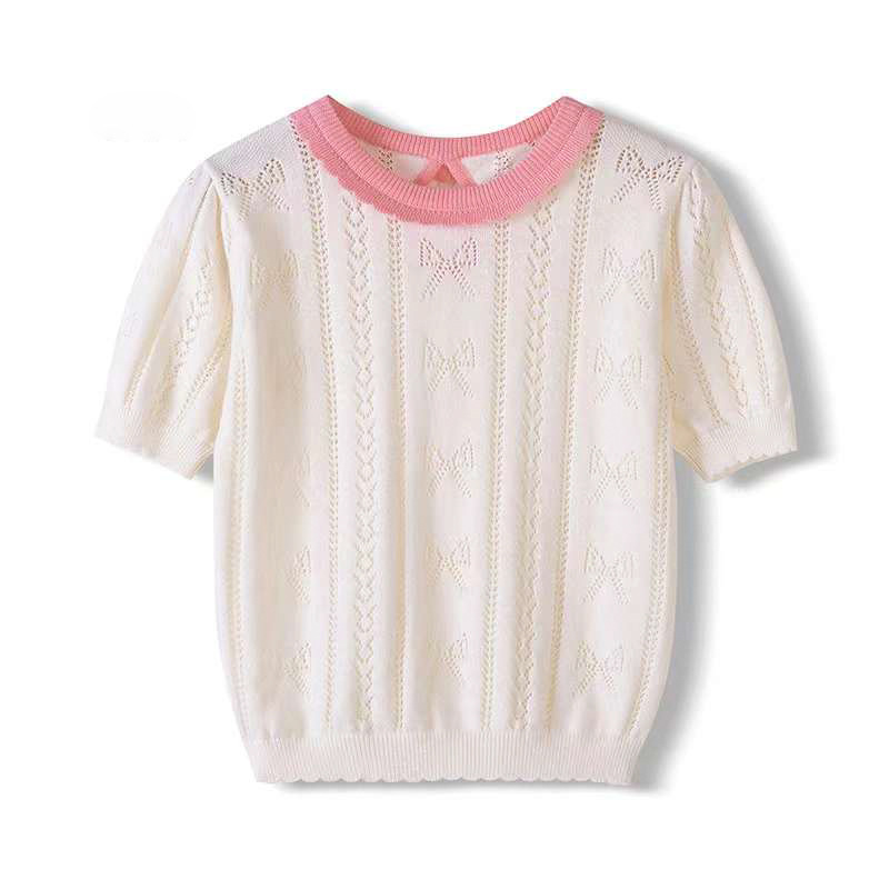 Knitted summer cotton light and thin breathable sweater girl's