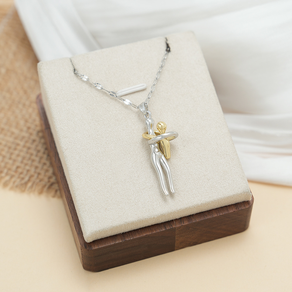 アマゾンTEMU国境を越えて人気のあるカップルが銅ペンダントネックレスステンレスo字鎖唇鎖を抱きしめた