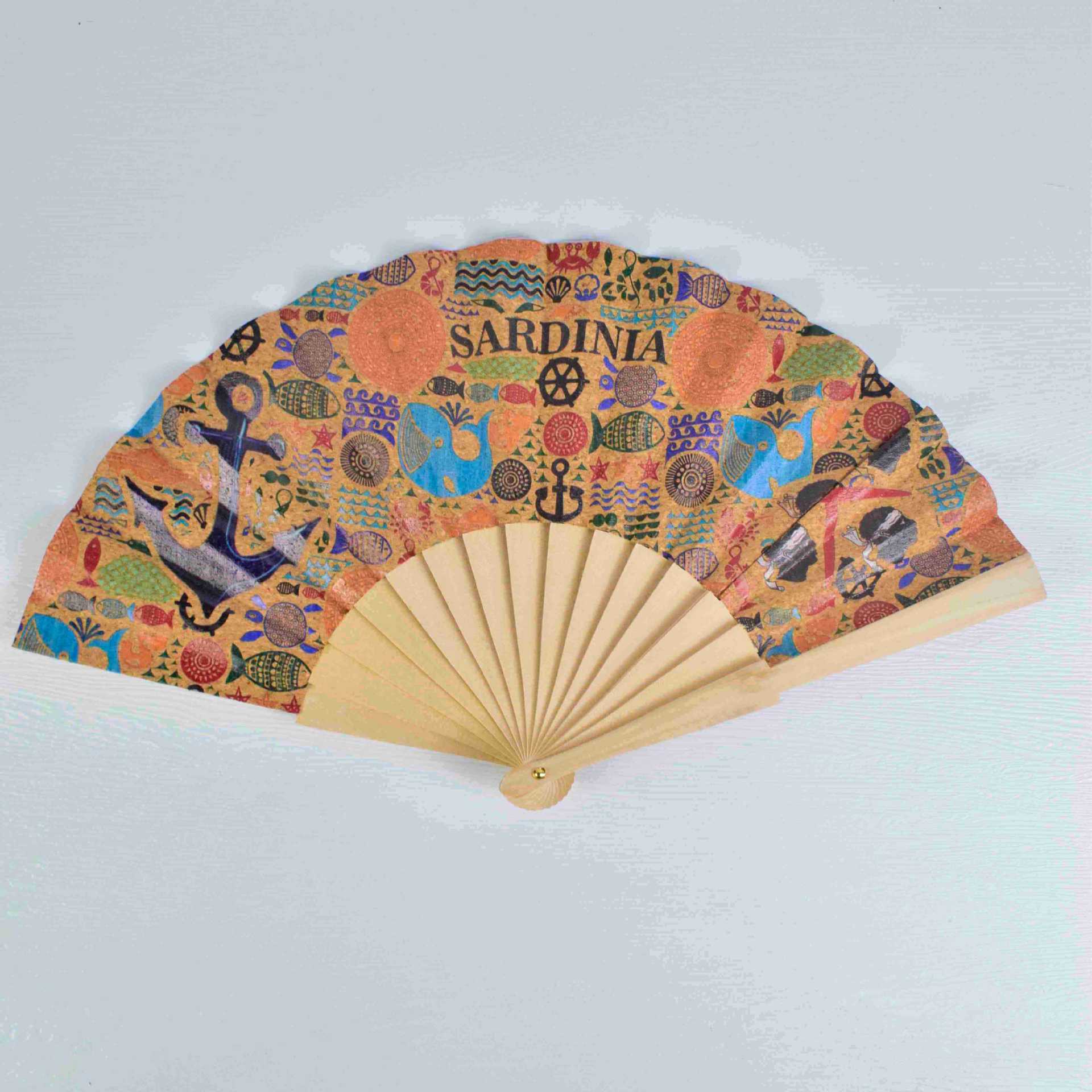 Mayorista 16 materiales ecológicos de corcho, ventilador de madera español hecho a mano, hermoso ventilador de regalo de baile fácil de abrir y cerrar