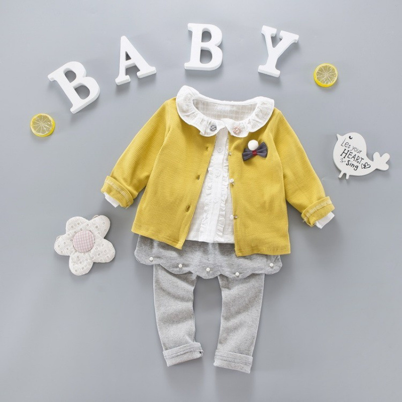 女の子春服セット2025新型子供秋洋気流行赤ちゃん春秋タイプネット赤カウボーイ三点セット|undefined