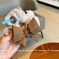 【oh oh】秋冬毛线针织蝴蝶结纽扣大肠发圈女韩系气质丸子头发绳