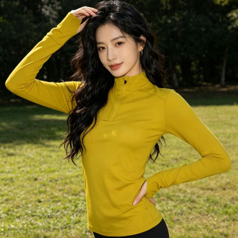 Gray Shell Merino Wool Half-Zip Quick-Drying Outdoor Sports Moisture-Wicking Women's Long-Sleeved Hiking and Mountaineering Top