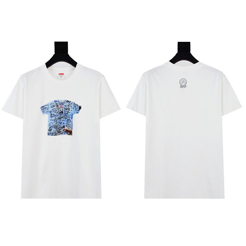 ヘビーウェイトクロスボーダー アメリカンファッション Supreme レタープリント Tシャツ BOX ラウンドネック 半袖 メンズ レディース ゆったり カジュアル Tシャツ 男女兼用|undefined