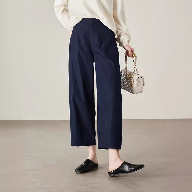 Nine-Point Straight Sickle Wide-Leg Pants 2025 Spring and Summer New Fashion High-Waisted Loose Casual Pants for Women Nine-Point Straight Sickle Wide-Leg Pants 2025 Spring and Summer New Fashion High-Waisted Loose Casual Pants for Women