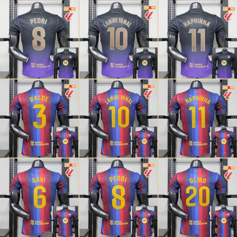 2627 Barcelona's red and blue team football jersey, featuring players Yamal and Pedri, short-sleeved printed jersey, wholesale