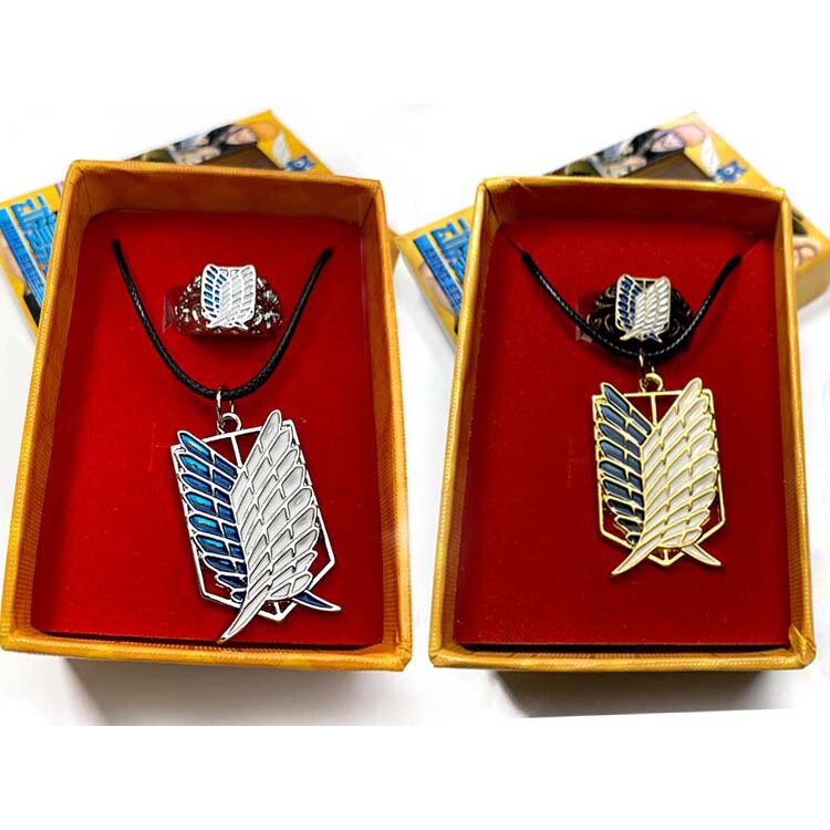 Attack of the giant investigation Regiment logo pendant necklace l wing of freedom ring l two-piece box