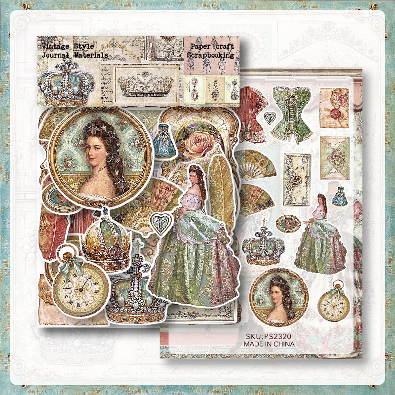 6 Venta caliente transfronteriza 40 piezas con etiqueta adhesiva bolsa de papel artístico estilo retro diario material bolsa material etiqueta