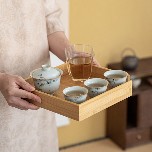 Bamboo Pu'er tea tray, tea appreciation tray, tea opening tray, tea box, tea set accessories, small and large sizes, zero distribution