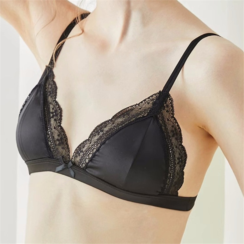 純欲三角カップ下着セットレースシンプルフレンチ美背文ブラジャー|undefined