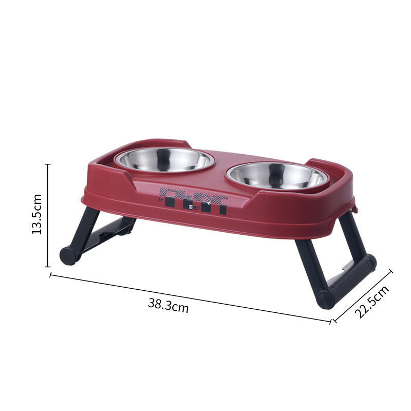 Tazón doble de acero inoxidable para mascotas Tazón para gatos antivolcado Tazón doble elevado plegable Tazón doble para perros de gran capacidad Tazón nuevo para mascotas