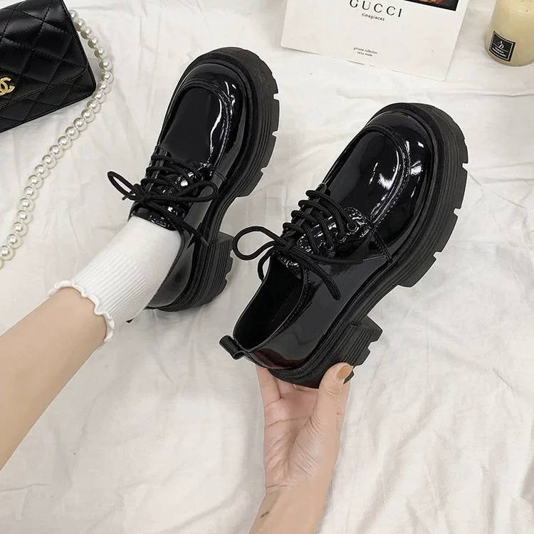 Французская передняя шнуровка Lefu обувь женская 2024 новая дикая внешняя торговля одиночная обувь британский стиль корейская мягкая женская обувь