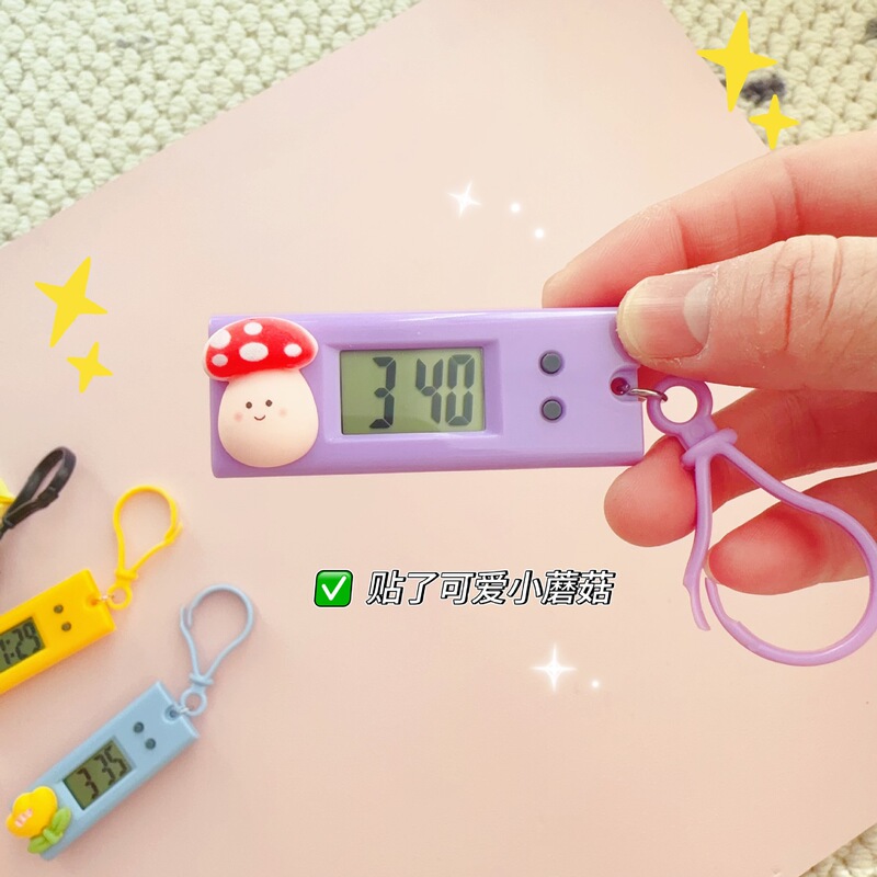 かわいいピンクのキノコ掛け時計漫画ミニ電子時計学生試験授業スケジュールカードタイマー|undefined